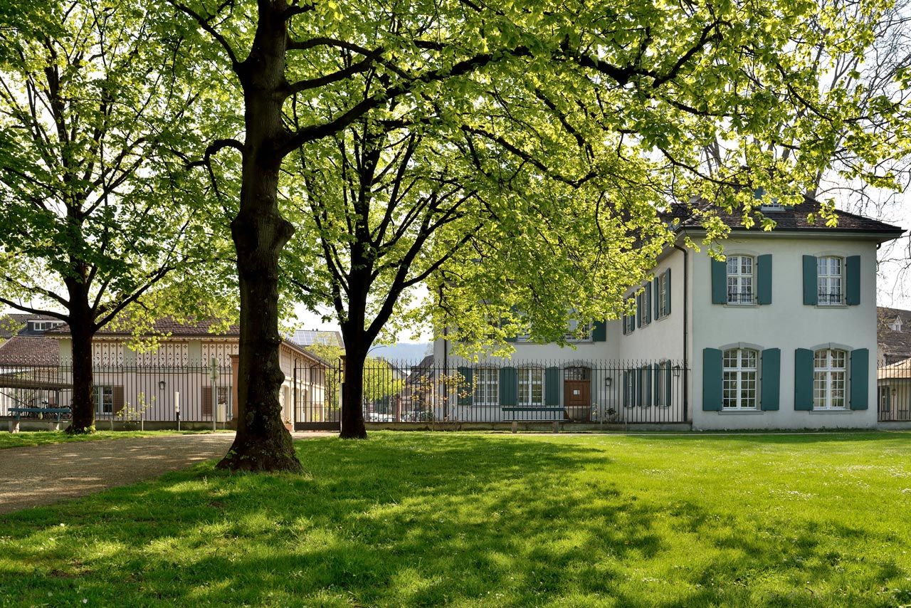 Musikschule Riehen Frühling Ansicht vom Sarasinpark